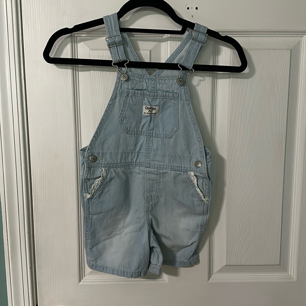 Light blue denim overalls shorts from OshKosh